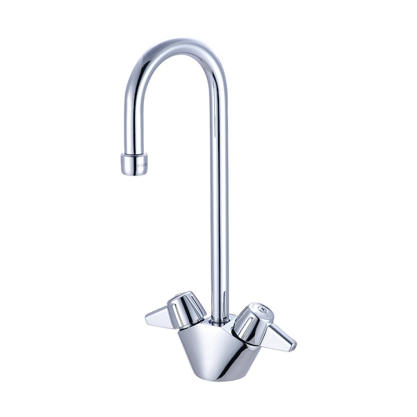Two Handle Bar Faucet, Compression Hose, Single Hole, Polished Chrome